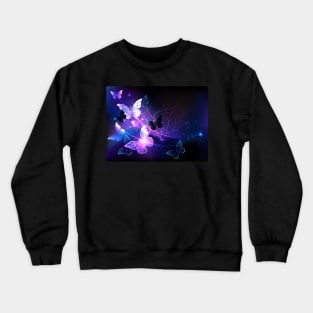 Background with Night Butterflies Crewneck Sweatshirt